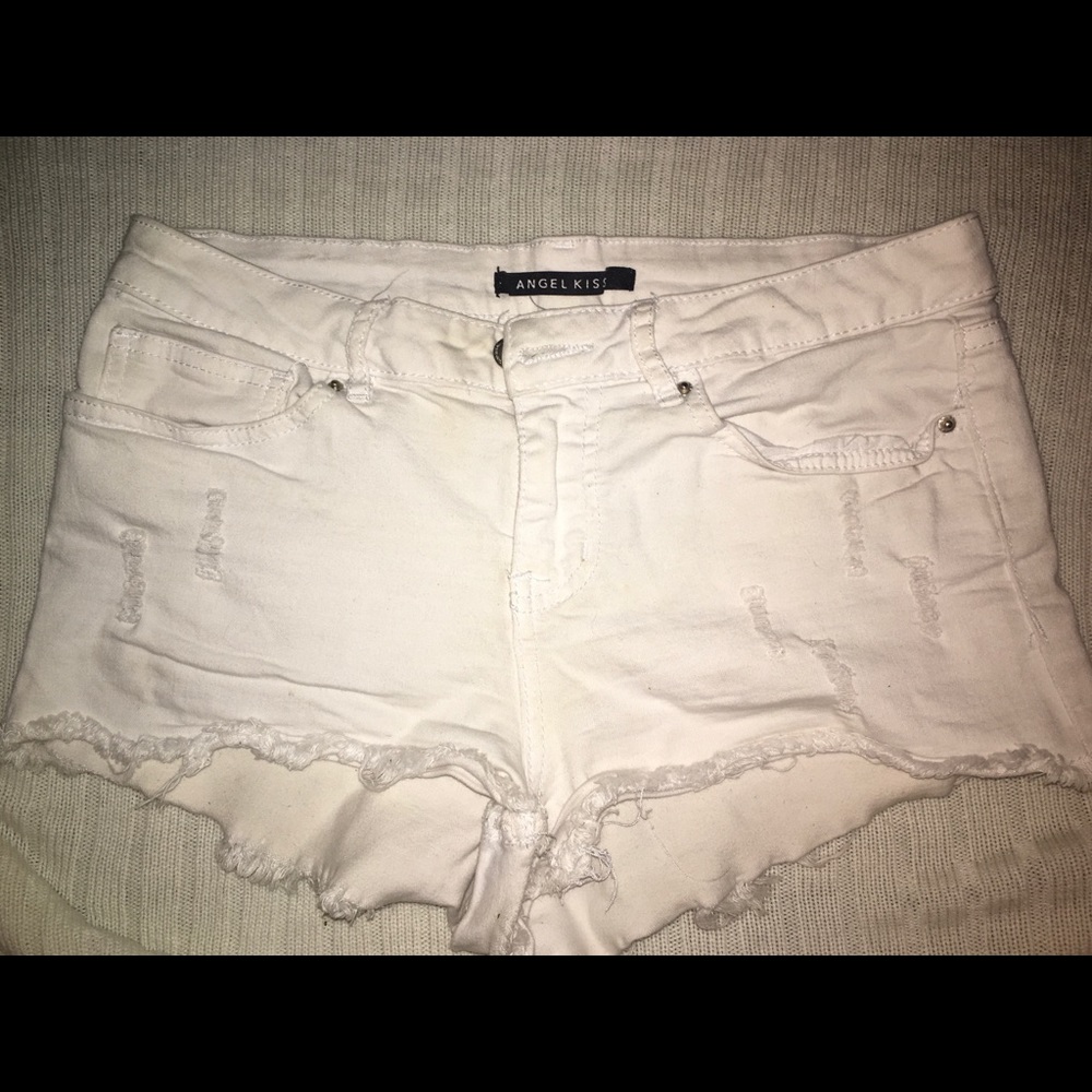 White fringe booty shorts